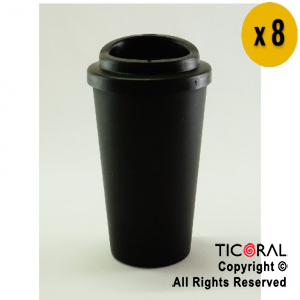 VASO TERMICO CAFE NEGRO 300 CC X 8